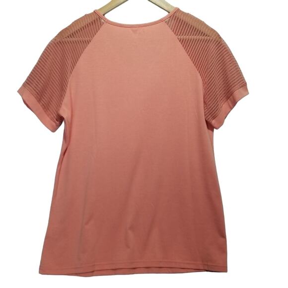 T shirt Size Medium Short Sleeve Peach Tee Shirt Mesh Sleeve Workout - Picture 2 of 6